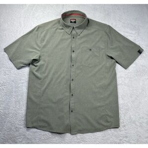 Karbon Shirt Mens Medium Olive Green Short Sleeve Button Up Pocket Outdoors